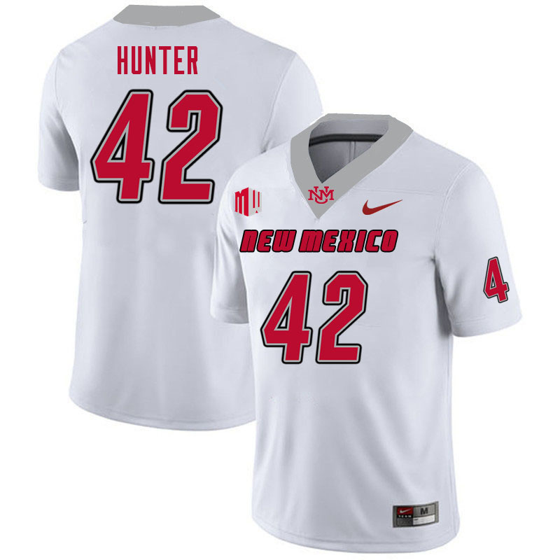 Men-Youth #42 Dion Hunter New Mexico Lobos 2023 College Football Jerseys Stitched-White